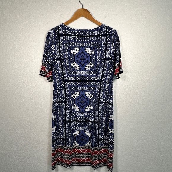 WESTPORT‎ 1962 Stretch Blue Black White Red Bohemian Floral Print Sz 10 NWT - Picture 5 of 11